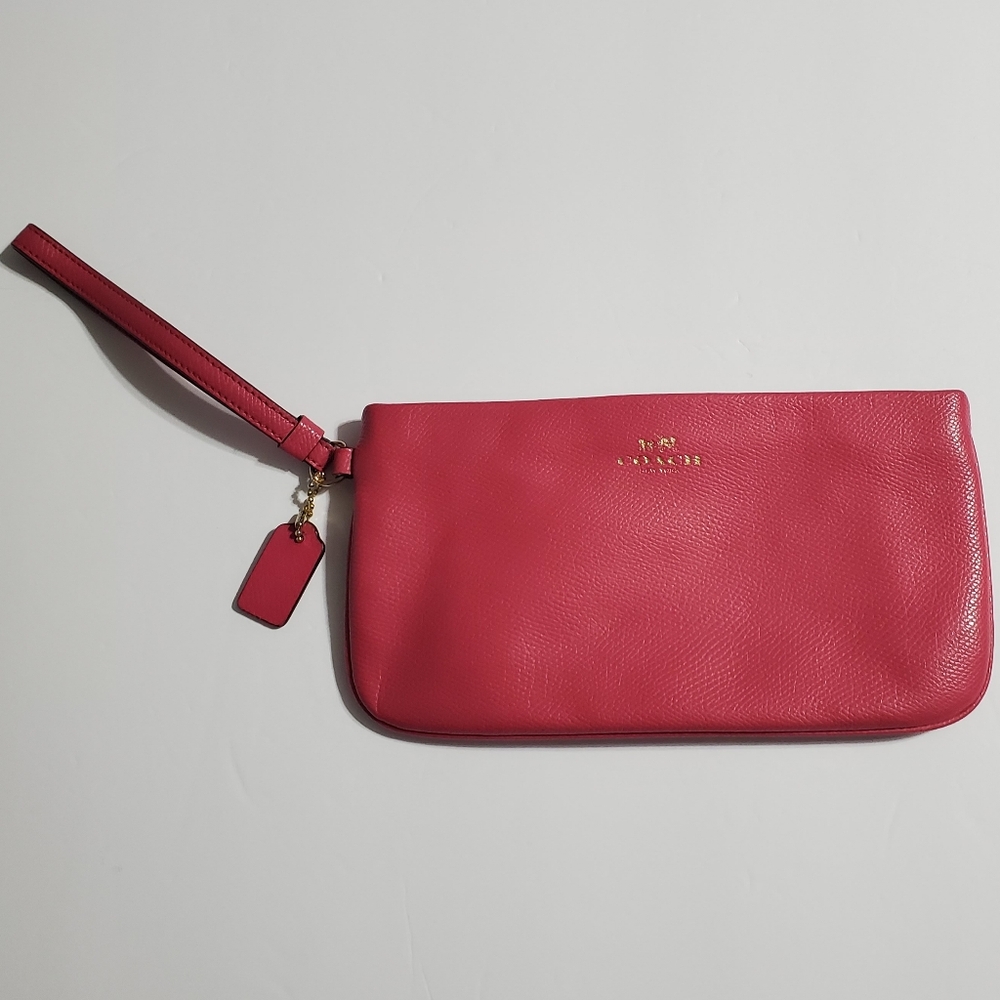 Coach Fuchsia Leather Wristlet